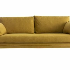 Canapé Scandinave 3 Places En Tissu Jaune Cumin Et Bois Clair CREEP