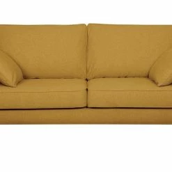 Canapé Scandinave 3 Places En Tissu Jaune Cumin Et Bois Clair PAPEL