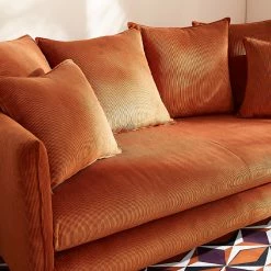 Canapé Scandinave 3 Places En Tissu Velours Côtelé Terre Brûlée Et Bois Clair OLYMPIA -Canapé Soldes canape scandinave 3 places en tissu velours cotele terre brulee et bois clair olympia 52008 634e78fba232b 1200 675