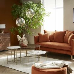 Canapé Scandinave 3 Places En Tissu Velours Côtelé Terre Brûlée Et Bois Clair OLYMPIA -Canapé Soldes canape scandinave 3 places en tissu velours cotele terre brulee et bois clair olympia 52008 63513a636e5f2 1200 675