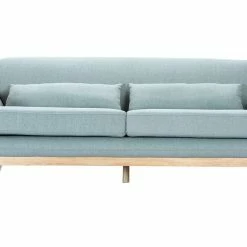 Canapé Scandinave 3 Places En Tissu Vert Lagon Et Bois Clair YOKO