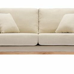 Canapé Scandinave Déhoussable 2 Places En Tissu Beige Et Bois Clair OSLO