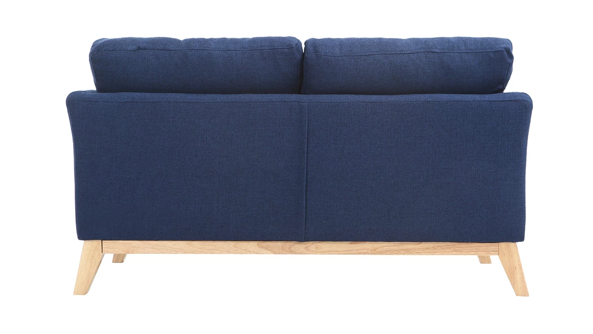 Canapé Scandinave Déhoussable 2 Places En Tissu Bleu Foncé Et Bois Clair OSLO 5 Canapé Scandinave Déhoussable 2 Places En Tissu Bleu Foncé Et Bois Clair OSLO – Image 3