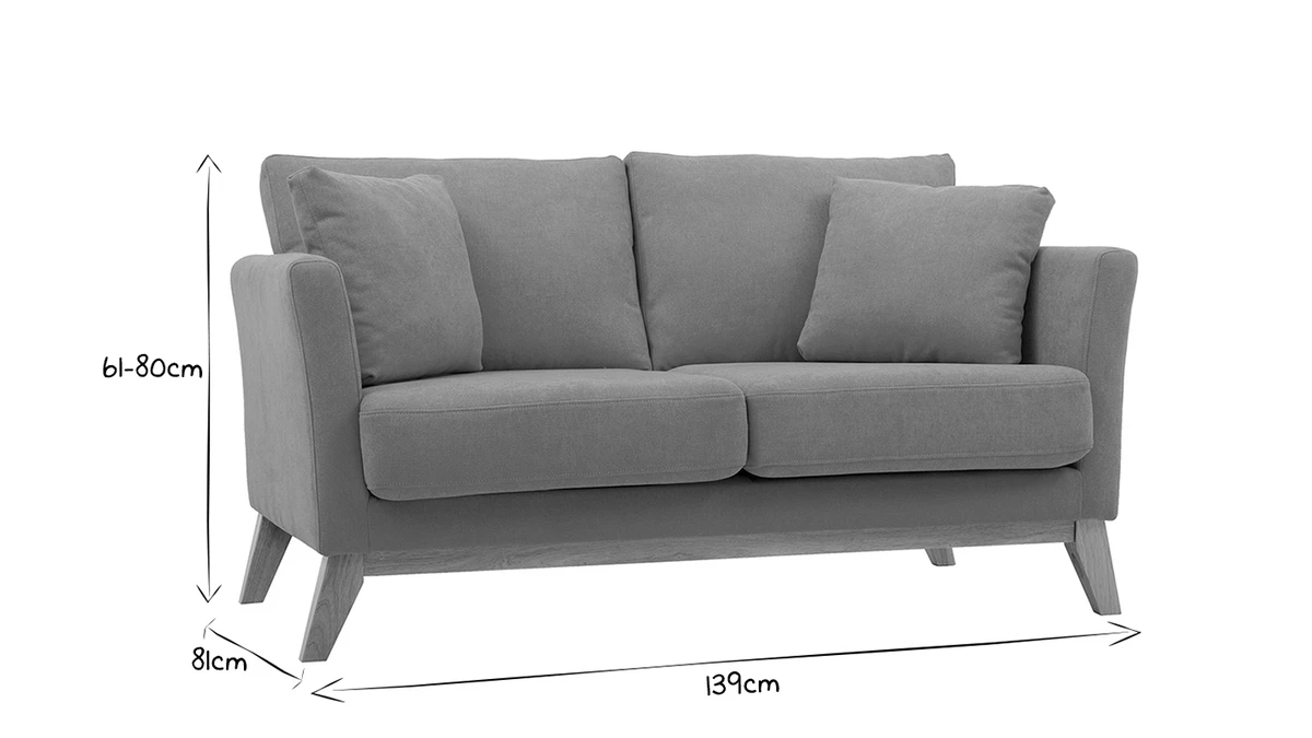 Canapé Scandinave Déhoussable 2 Places En Tissu Bleu Foncé Et Bois Clair OSLO 10 Canapé Scandinave Déhoussable 2 Places En Tissu Bleu Foncé Et Bois Clair OSLO – Image 8