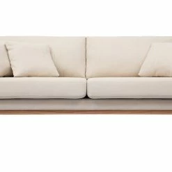 Canapé Scandinave Déhoussable 3 Places En Tissu Beige Et Bois Clair OSLO