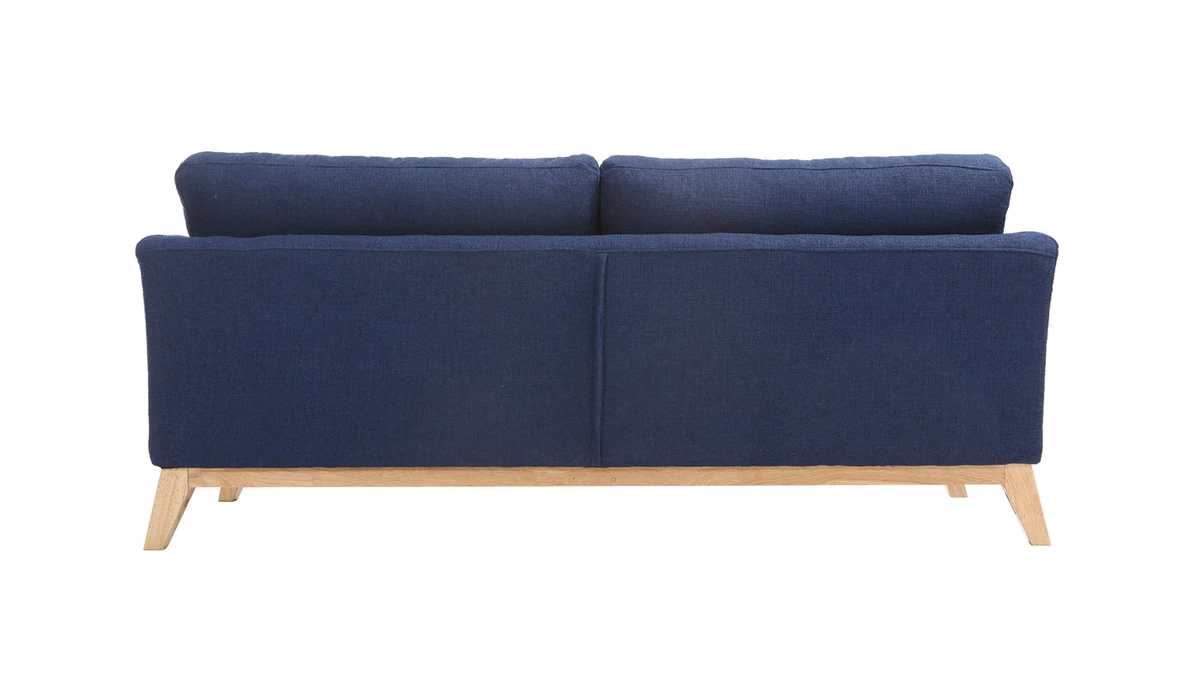 Canapé Scandinave Déhoussable 3 Places En Tissu Bleu Foncé Et Bois Clair OSLO 5 Canapé Scandinave Déhoussable 3 Places En Tissu Bleu Foncé Et Bois Clair OSLO – Image 3