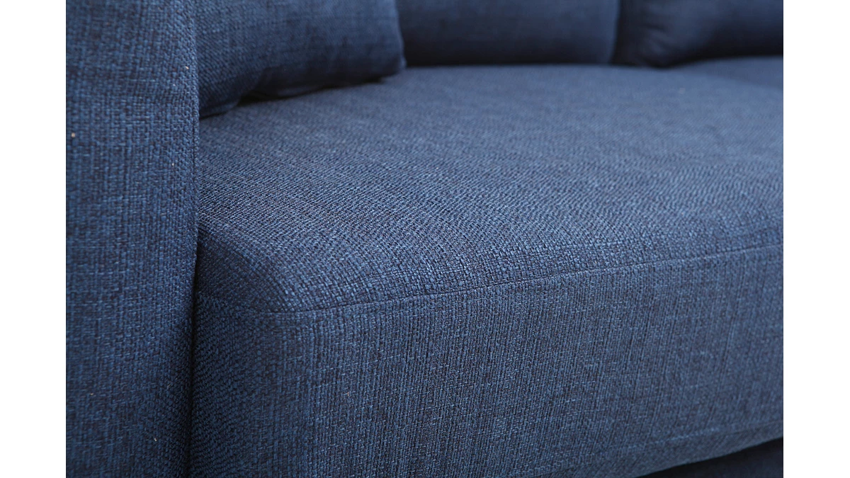 Canapé Scandinave Déhoussable 3 Places En Tissu Bleu Foncé Et Bois Clair OSLO 7 Canapé Scandinave Déhoussable 3 Places En Tissu Bleu Foncé Et Bois Clair OSLO – Image 5
