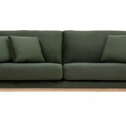 Canapé Scandinave Déhoussable 3 Places En Tissu Effet Velours Kaki Et Bois Clair OSLO - Miliboo & Stéphane Plaza