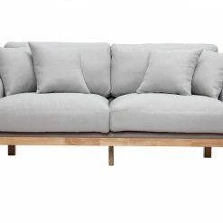 Canapé Scandinave Déhoussable 3 Places En Tissu Gris Clair Et Bois Clair KYO