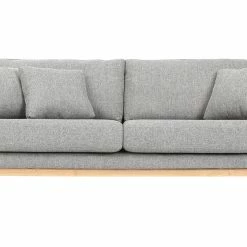 Canapé Scandinave Déhoussable 3 Places En Tissu Gris Clair Et Bois Clair OSLO
