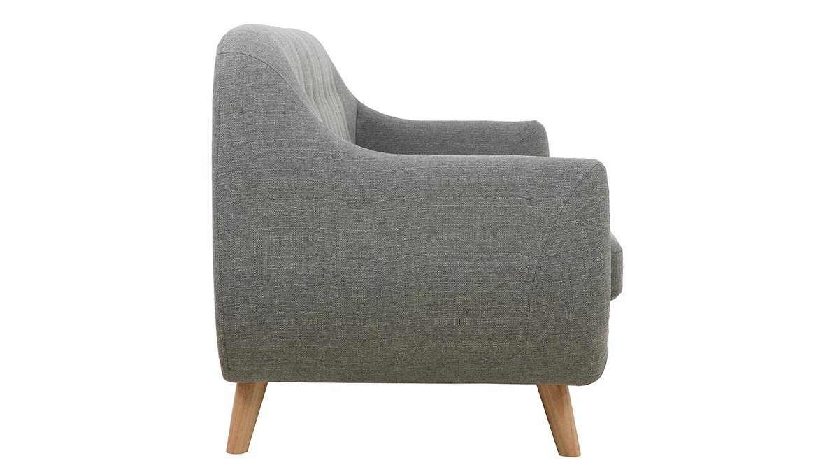 Canapé Scandinave Déhoussable 3 Places En Tissu Gris Clair Et Bois Clair YNOK 5 Canapé Scandinave Déhoussable 3 Places En Tissu Gris Clair Et Bois Clair YNOK – Image 3