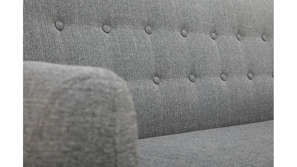 Canapé Scandinave Déhoussable 3 Places En Tissu Gris Clair Et Bois Clair YNOK 7 Canapé Scandinave Déhoussable 3 Places En Tissu Gris Clair Et Bois Clair YNOK – Image 5