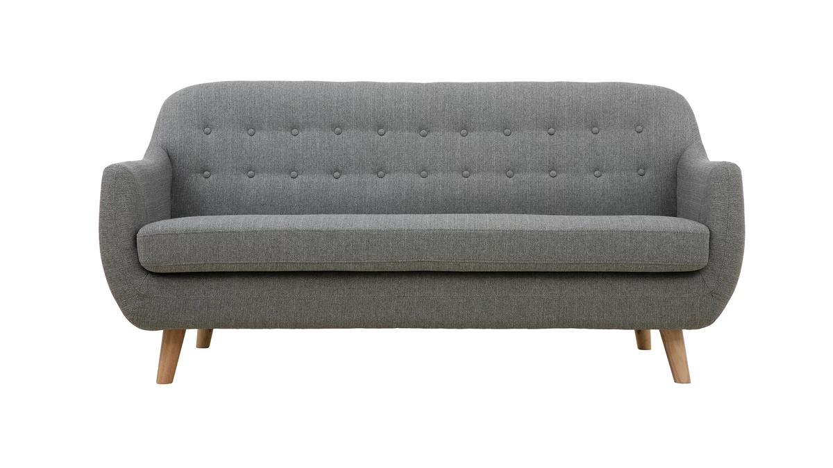 Canapé Scandinave Déhoussable 3 Places En Tissu Gris Clair Et Bois Clair YNOK 3 Canapé Scandinave Déhoussable 3 Places En Tissu Gris Clair Et Bois Clair YNOK