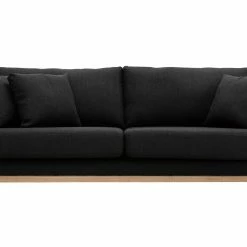 Canapé Scandinave Déhoussable 3 Places En Tissu Gris Foncé Et Bois Clair OSLO
