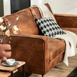 Canapé Vintage 3 Places Cuir Marron Cognac Aspect Vieilli Et Métal Noir SONNY -Canapé Soldes canape vintage 3 places cuir marron cognac aspect vieilli et metal noir sonny 51313 62b5cb7ee878b 1200 675