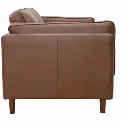 Canapé Vintage 3 Places Cuir Marron Et Bois Foncé BRADLEY -Canapé Soldes canape vintage 3 places cuir marron et bois fonce bradley 48888 624d9893b9412 1200 675