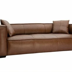 Canapé Vintage 3 Places Cuir Marron Et Bois Noir COBAIN -Canapé Soldes canape vintage 3 places cuir marron et bois noir cobain 50586 61dc15df4cb52 1200 675