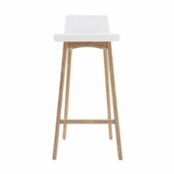 Chaise De Bar Scandinave 75 Cm Bois Et Blanc BALTIK