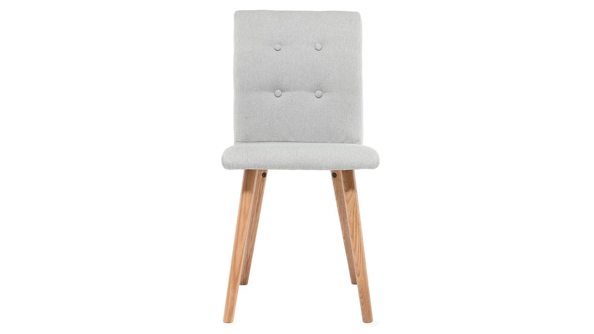 Chaise Design En Tissu Gris Clair Et Bois Clair Massif (lot De 2) HORTA 4 Chaise Design En Tissu Gris Clair Et Bois Clair Massif (lot De 2) HORTA – Image 2
