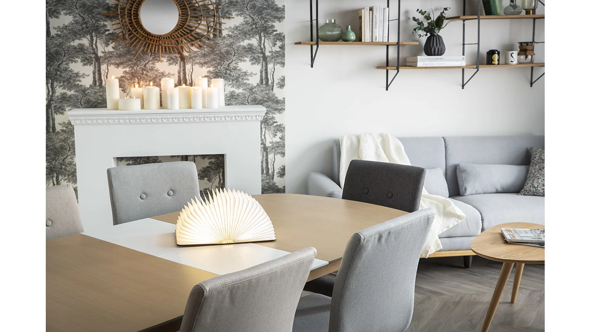 Chaise Design En Tissu Gris Clair Et Bois Clair Massif (lot De 2) HORTA 8 Chaise Design En Tissu Gris Clair Et Bois Clair Massif (lot De 2) HORTA – Image 6