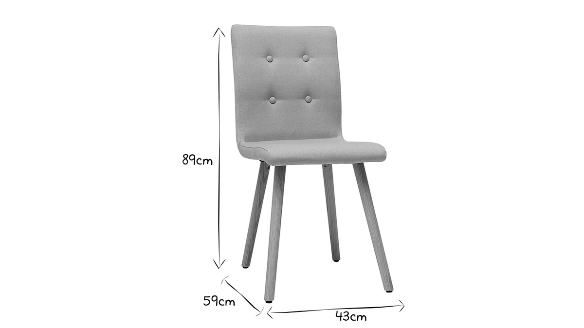Chaise Design En Tissu Gris Clair Et Bois Clair Massif (lot De 2) HORTA 9 Chaise Design En Tissu Gris Clair Et Bois Clair Massif (lot De 2) HORTA – Image 7