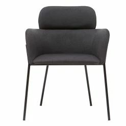 Chaise Design En Tissu Gris Et Métal Noir TULUM