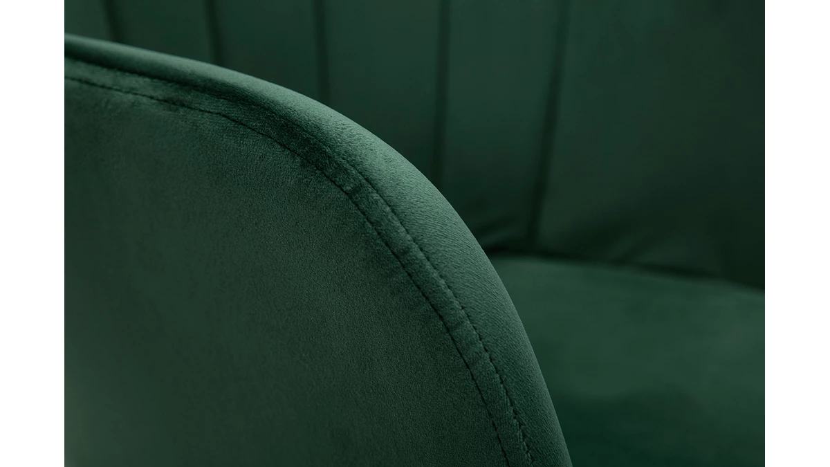Chaise Design En Tissu Velours Vert Et Métal Noir MILLY 7 Chaise Design En Tissu Velours Vert Et Métal Noir MILLY – Image 5