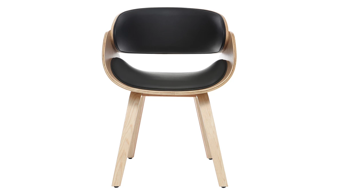 Chaise Design Noir Et Bois Clair BENT 3 Chaise Design Noir Et Bois Clair BENT
