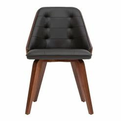 Chaise Design Noir Et Bois Foncé Noyer FLUFFY