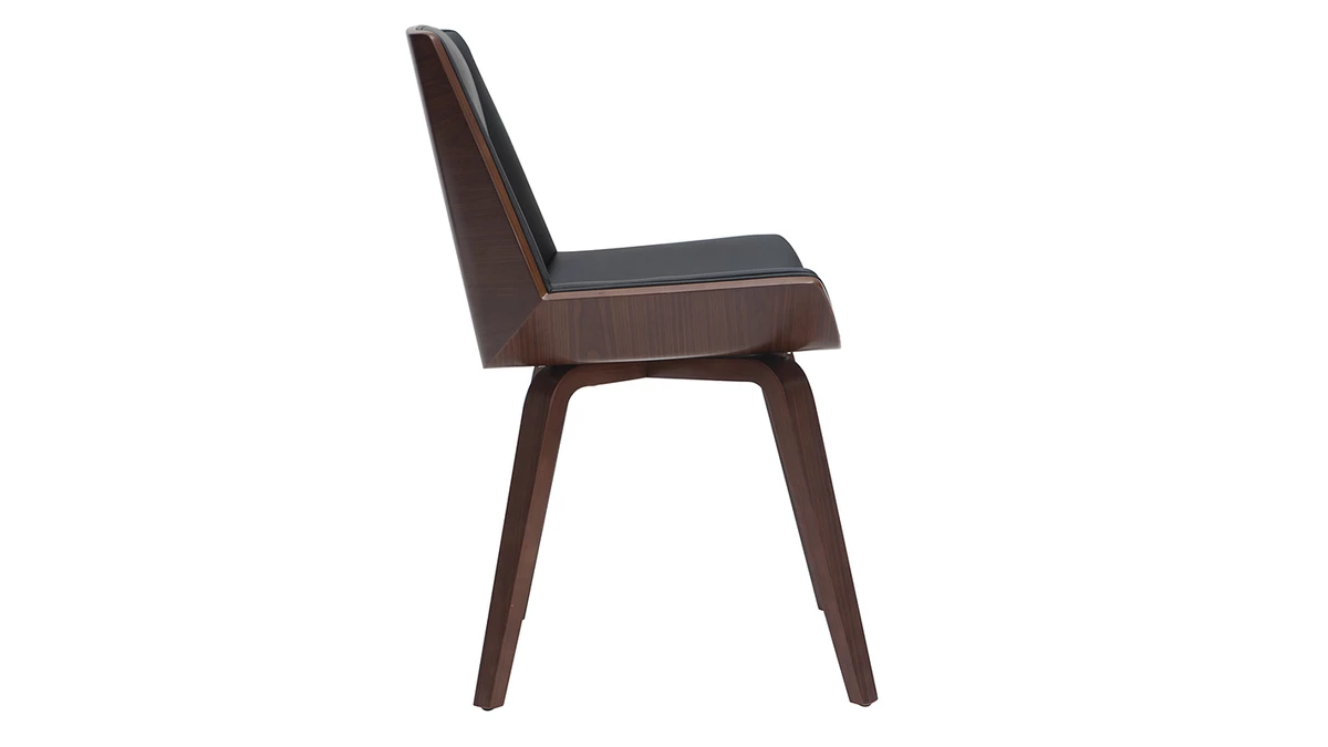 Chaise Design Noir Et Bois Foncé Noyer MELKIOR 5 Chaise Design Noir Et Bois Foncé Noyer MELKIOR – Image 3