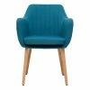 Chaise Scandinave En Tissu Bleu Canard Et Bois Clair ALEYNA