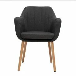 Chaise Scandinave En Tissu Gris Anthracite Et Bois Clair ALEYNA