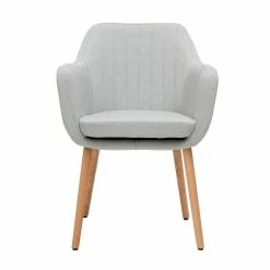 Chaise Scandinave En Tissu Gris Clair Et Bois Clair Chêne Massif ALEYNA