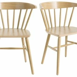 Chaises à Barreaux Bois Clair Chêne (lot De 2) DARIA