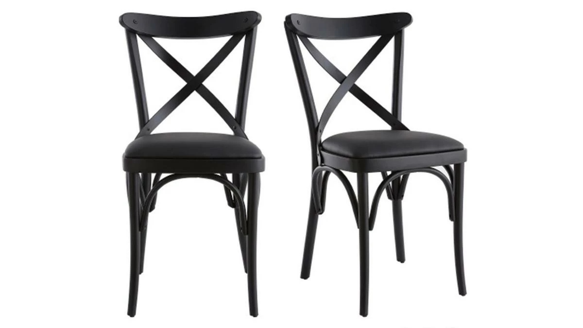 Chaises Bistrot En Bois Noir (lot De 2) MARCEL 3 Chaises Bistrot En Bois Noir (lot De 2) MARCEL