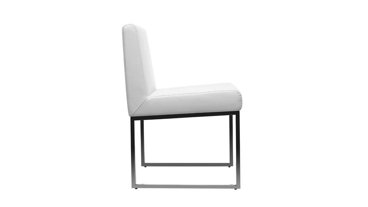 Chaises Design Blanc Et Acier Chromé (lot De 2) JUNIA 6 Chaises Design Blanc Et Acier Chromé (lot De 2) JUNIA – Image 4