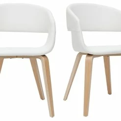 Chaises Design Blanc Et Bois Clair (lot De 2) SLAM