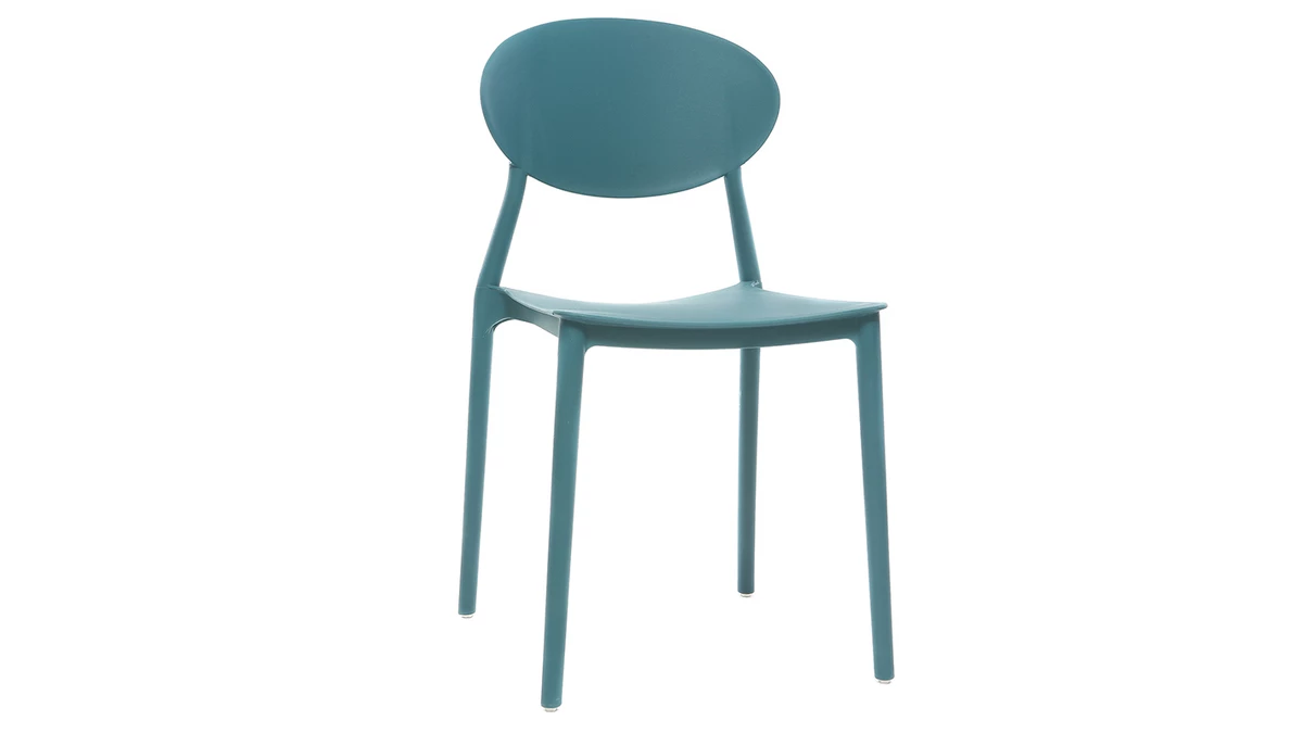 Chaises Design Empilables Bleu Canard (lot De 2) ANNA 5 Chaises Design Empilables Bleu Canard (lot De 2) ANNA – Image 3