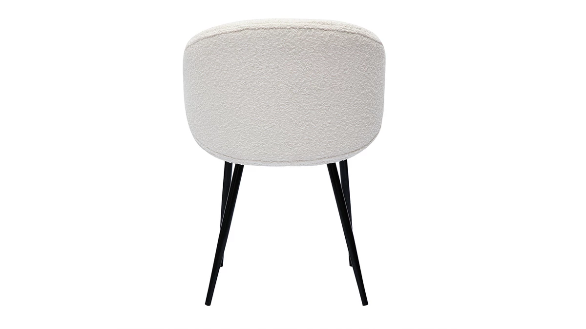 Chaises Design En Tissu Effet Laine Bouclée écru Et Métal Noir (lot De 2) ROSALIE 6 Chaises Design En Tissu Effet Laine Bouclée écru Et Métal Noir (lot De 2) ROSALIE – Image 4