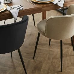 Chaises Design En Tissu Effet Velours Beige Et Métal Noir (lot De 2) SERIF -Canapé Soldes chaises design en tissu effet velours beige et metal noir lot de 2 serif 51176 63453cef4352b 1200 675