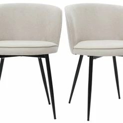 Chaises Design En Tissu Effet Velours Beige Et Métal Noir (lot De 2) SERIF