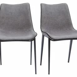 Chaises Design En Tissu Effet Velours Gris Et Métal Noir (lot De 2) BLAZE