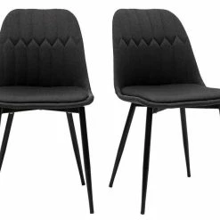Chaises Design En Tissu Gris Foncé Et Métal Noir (lot De 2) FUSE