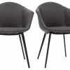 Chaises Design En Tissu Gris Foncé Et Métal Noir (lot De 2) TAYA