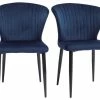 Chaises Design En Tissu Velours Bleu Et Métal Noir (lot De 2) KAYEL