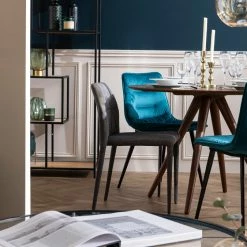 Chaises Design En Tissu Velours Bleu Pétrole Et Métal Noir (lot De 2) PARKER -Canapé Soldes chaises design en tissu velours bleu petrole et metal noir lot de 2 parker 47832 60784d39467c4 1200 675