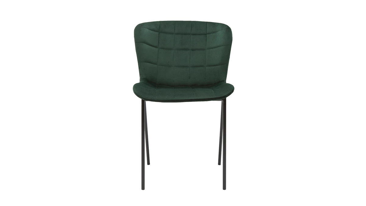 Chaises Design En Tissu Velours Vert Foncé Et Métal Noir (lot De 2) SAIGA 4 Chaises Design En Tissu Velours Vert Foncé Et Métal Noir (lot De 2) SAIGA – Image 2