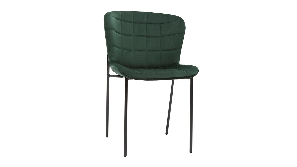 Chaises Design En Tissu Velours Vert Foncé Et Métal Noir (lot De 2) SAIGA 5 Chaises Design En Tissu Velours Vert Foncé Et Métal Noir (lot De 2) SAIGA – Image 3