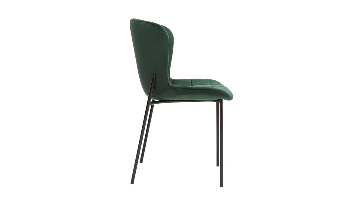 Chaises Design En Tissu Velours Vert Foncé Et Métal Noir (lot De 2) SAIGA 6 Chaises Design En Tissu Velours Vert Foncé Et Métal Noir (lot De 2) SAIGA – Image 4