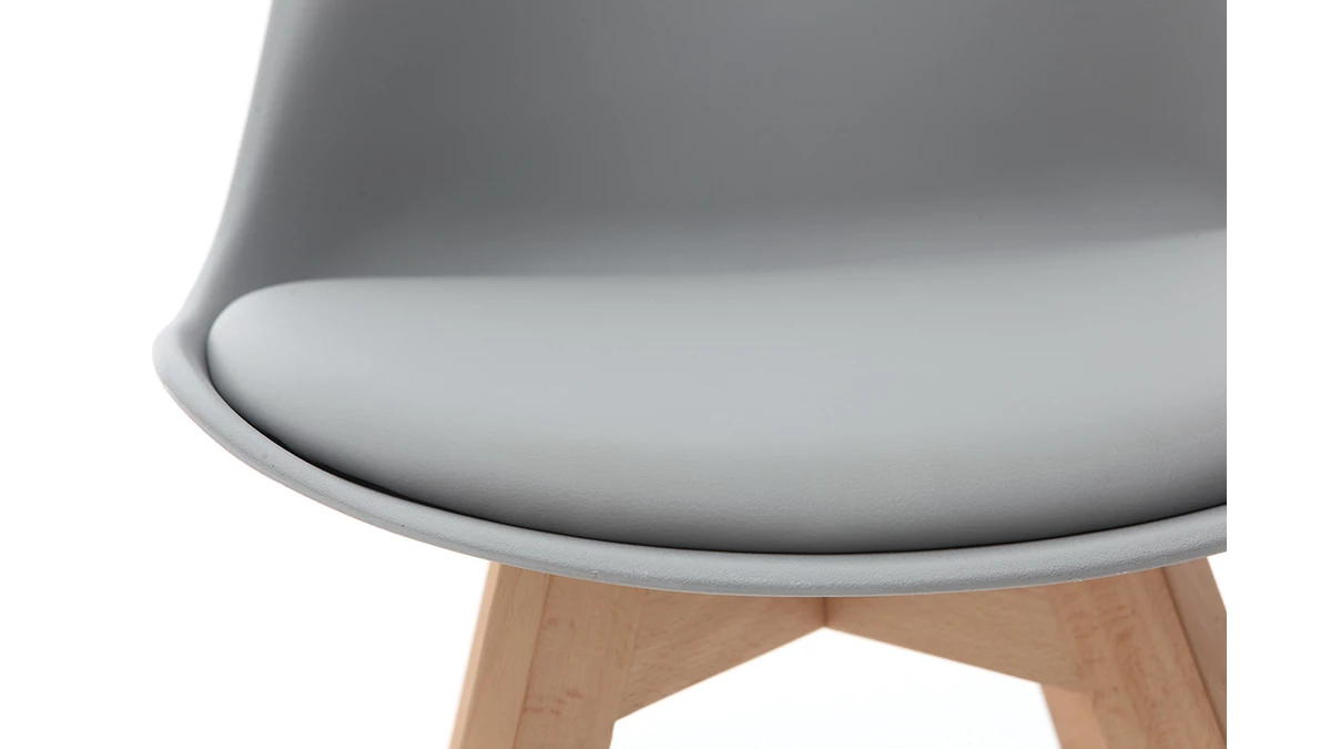 Chaises Design Gris Et Bois Clair Massif (lot De 2) PAULINE 8 Chaises Design Gris Et Bois Clair Massif (lot De 2) PAULINE – Image 6